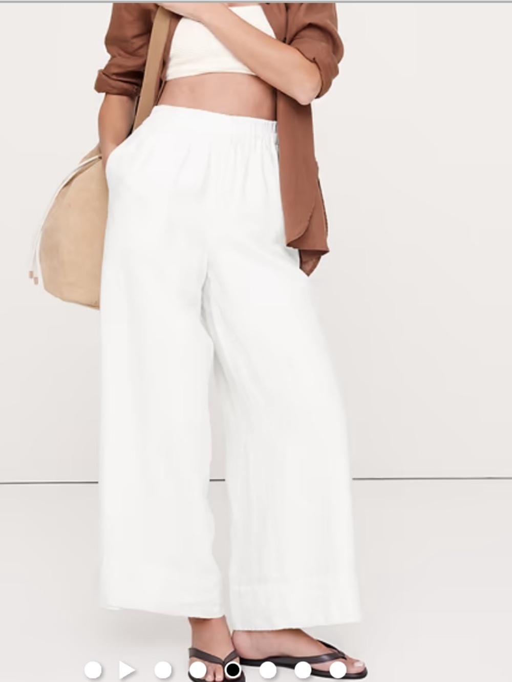 HIGH-RISE WIDE-LEG LINEN PULL-ON ANKLE PANT